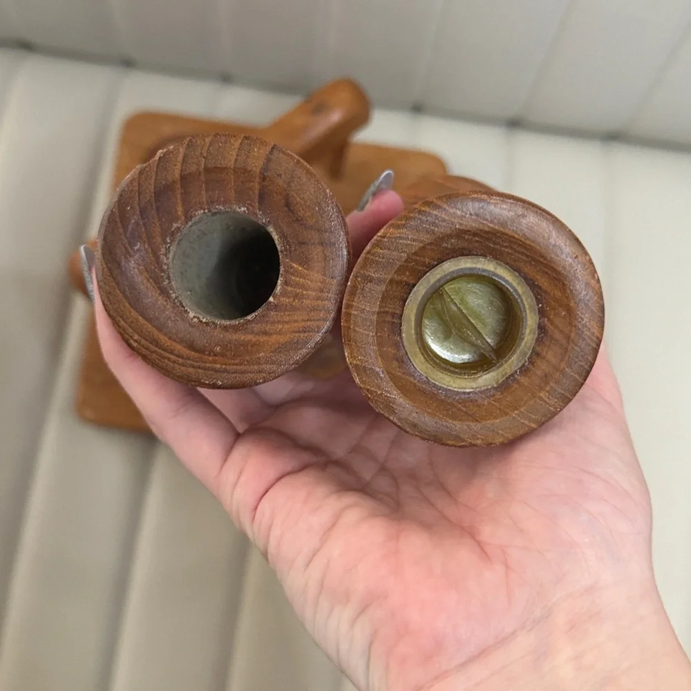 Vintage Teak Salt and Pepper Shaker Napkin Holder